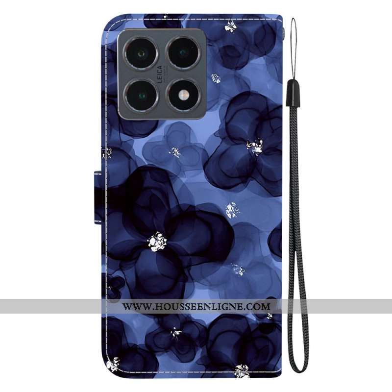 Housse Xiaomi 15T Fleurs Bleu Encre