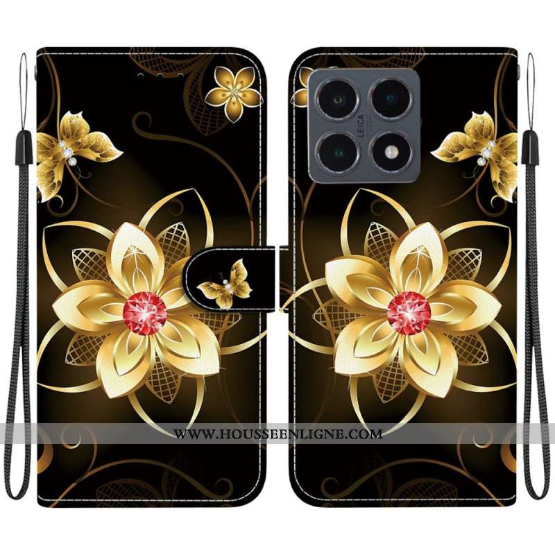 Housse Xiaomi 15T Motif Floral Doré