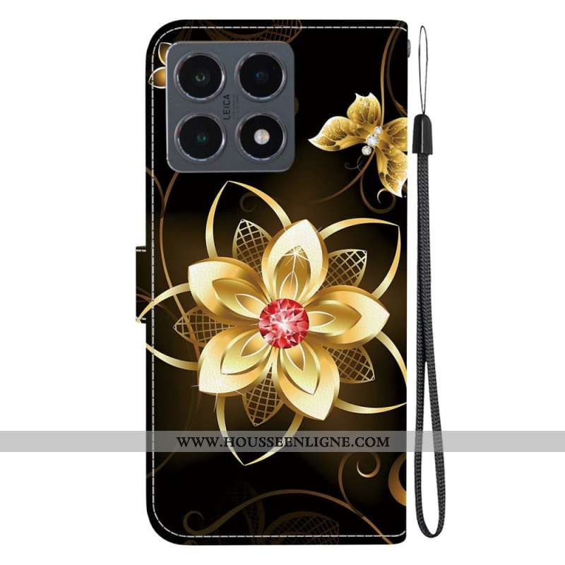 Housse Xiaomi 15T Motif Floral Doré