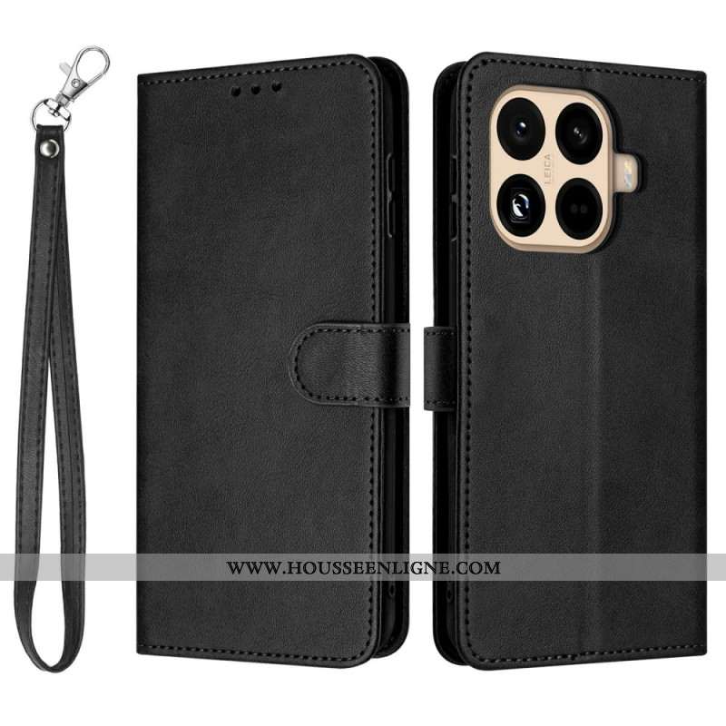 Housse Xiaomi 15T Pro Effet Cuir avec Lanière