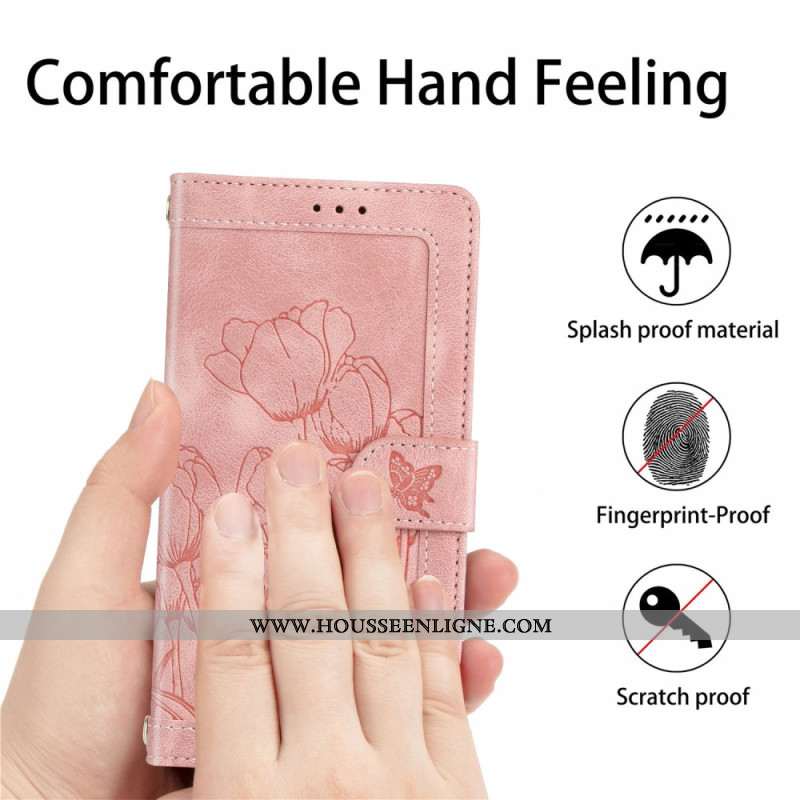 Housse Xiaomi 15T Pro Effet Daim Empreinte Florale