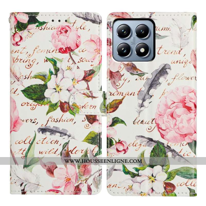 Housse Xiaomi 15T Pro Feuilles Vertes et Fleurs