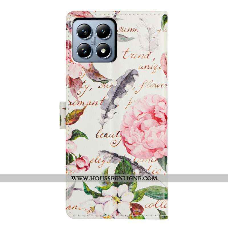 Housse Xiaomi 15T Pro Feuilles Vertes et Fleurs