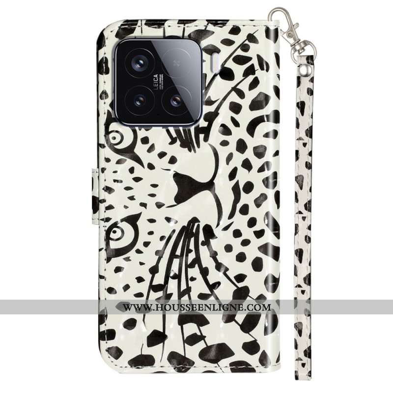 Housse Xiaomi 15T Pro Motif Léopard à Lanière