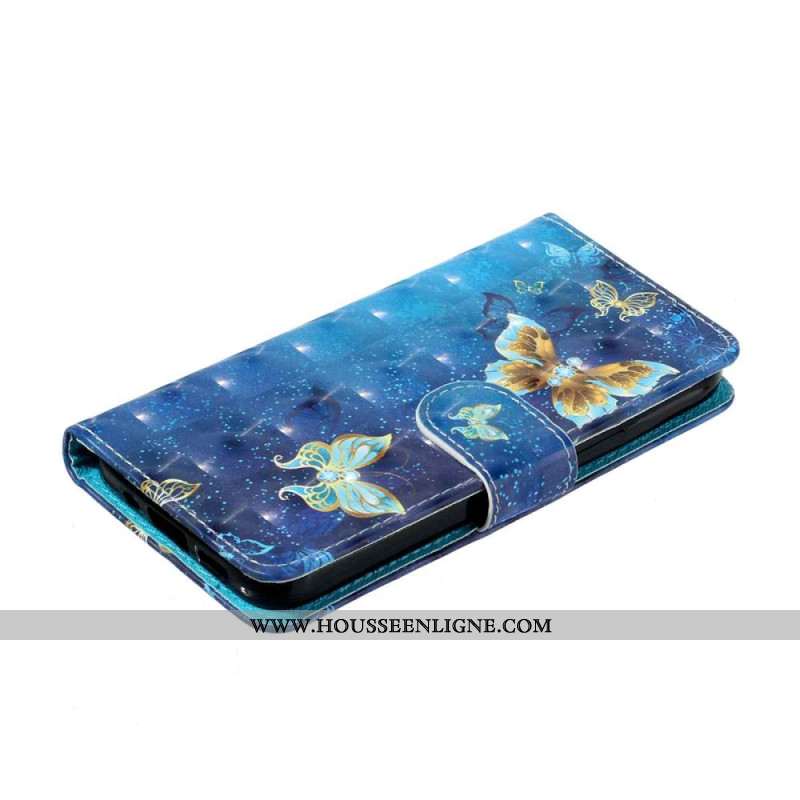 Housse Xiaomi 15T Pro Papillons Bleu et Or