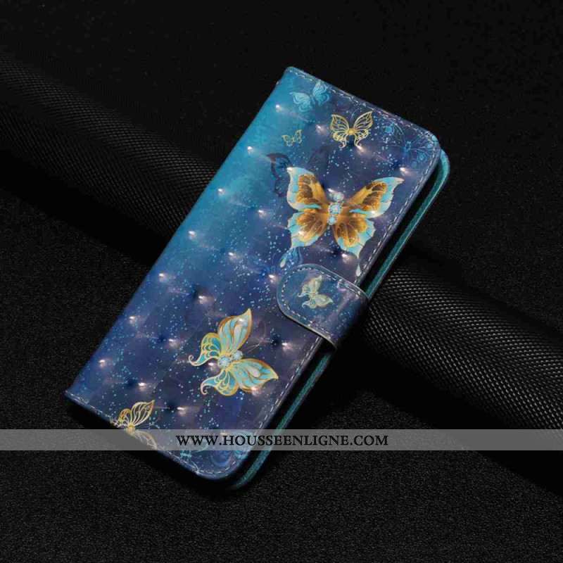 Housse Xiaomi 15T Pro Papillons Bleu et Or