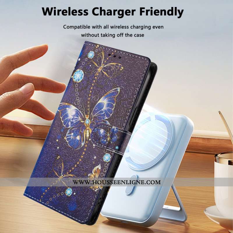 Housse Xiaomi 15T Pro Papillons Or et Bleu