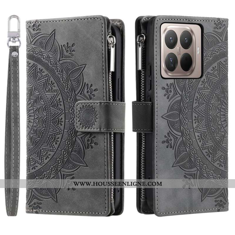 Housse Xiaomi 15T Pro Portefeuille Effet Daim Mandala