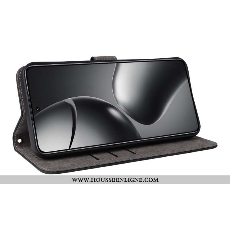 Housse Xiaomi 15T Pro Portefeuille RFID Effet Daim