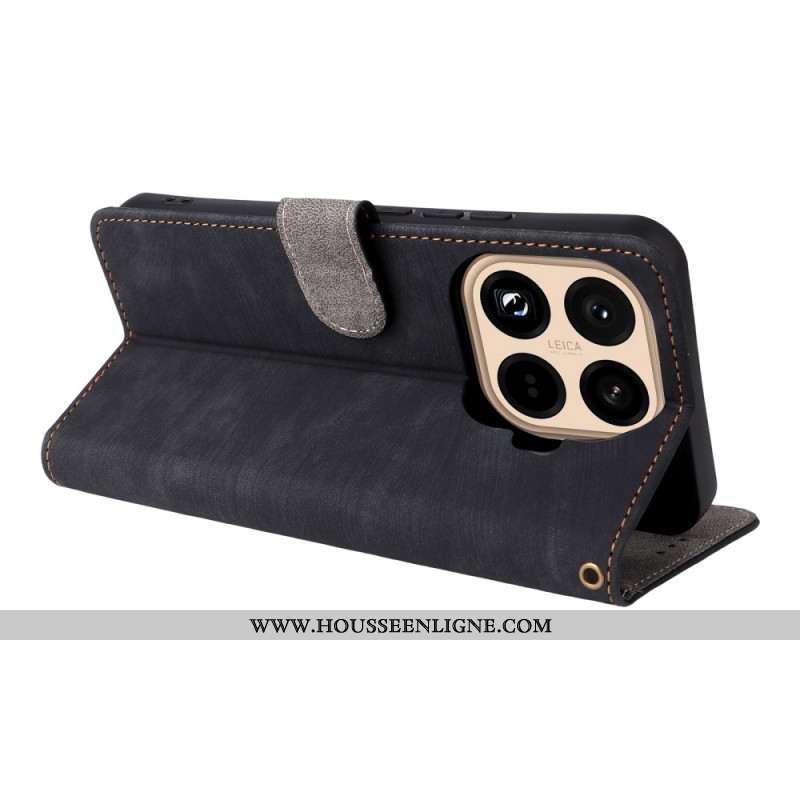 Housse Xiaomi 15T Pro Portefeuille RFID Effet Daim