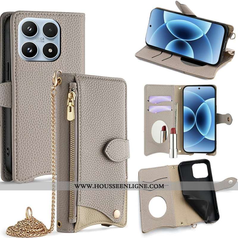 Housse Xiaomi 17 Miroir et Bandoulière Chaîne