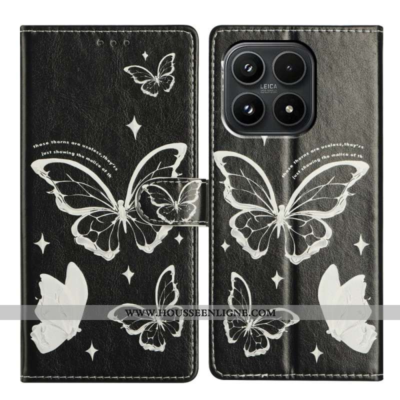 Housse Xiaomi 17 Papillons Noirs et Blancs