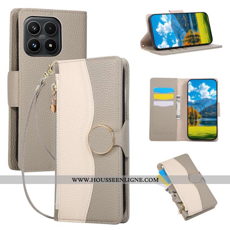 Housse Xiaomi 17 Portefeuille Bicolore avec Dragonne