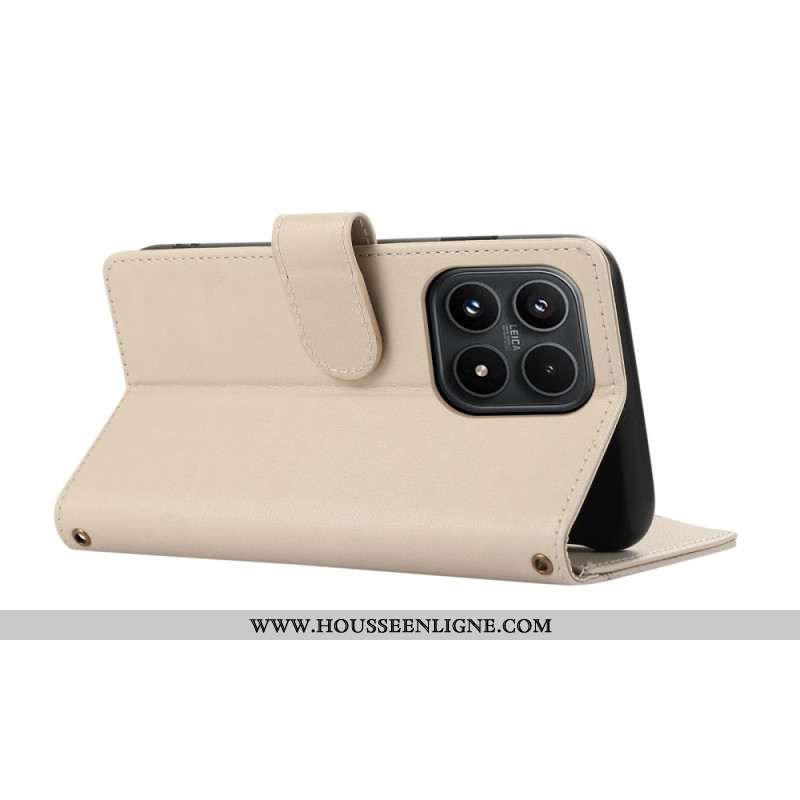 Housse Xiaomi 17 Portefeuille Design Liseré avec Lanière