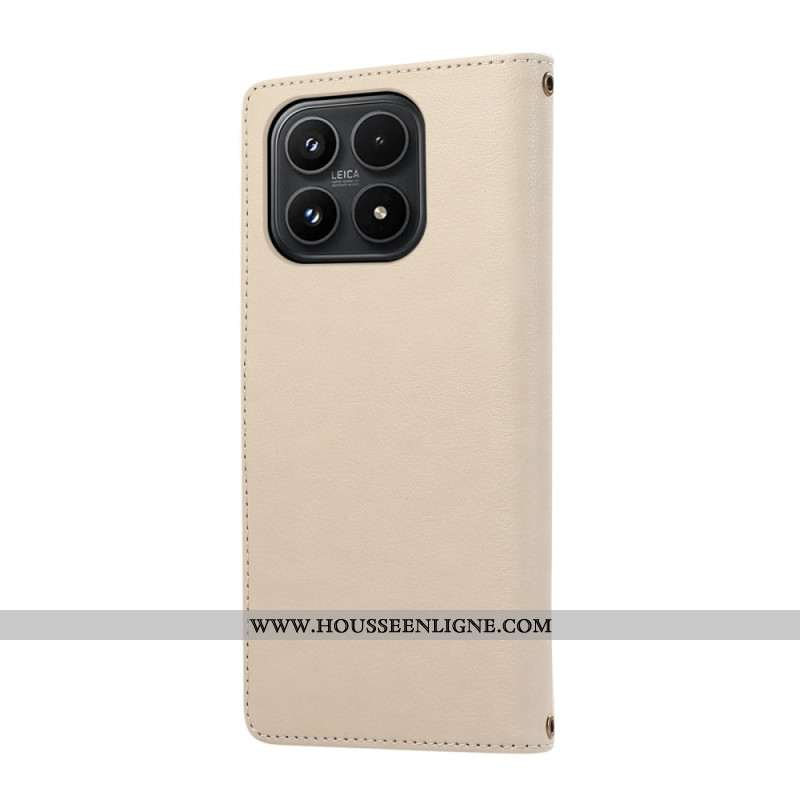 Housse Xiaomi 17 Portefeuille Design Liseré avec Lanière