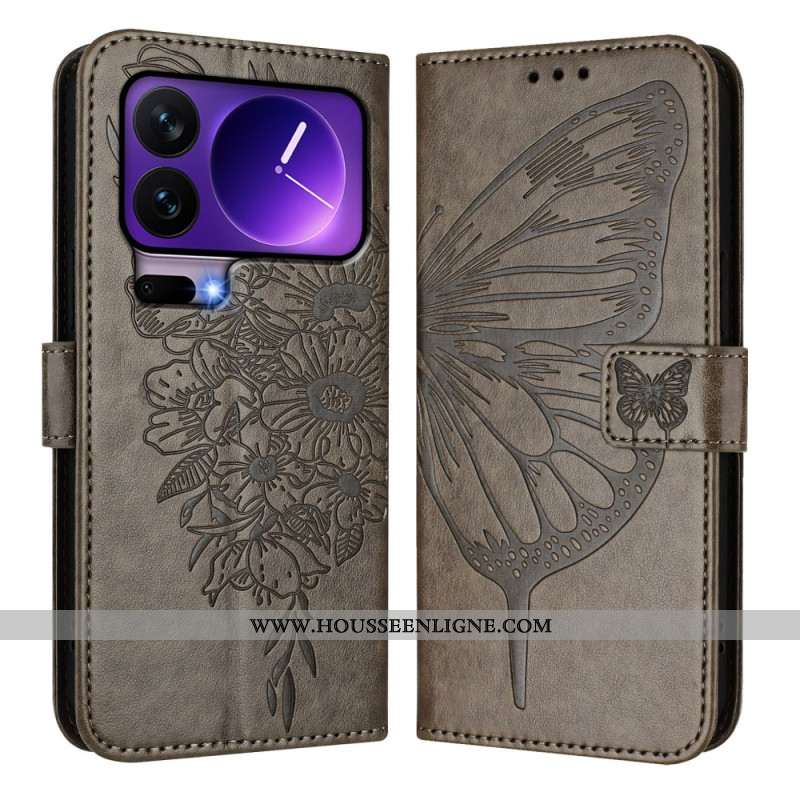 Housse Xiaomi 17 Pro Design Papillon à Lanière