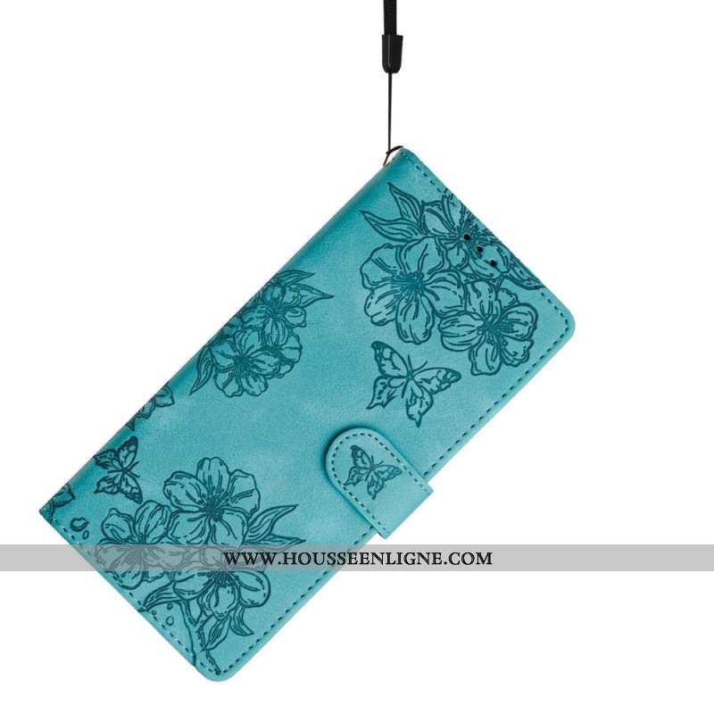 Housse Xiaomi 17 Pro Effet Daim Papillons et Fleurs