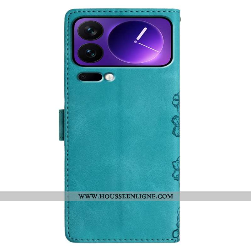 Housse Xiaomi 17 Pro Effet Daim Papillons et Fleurs