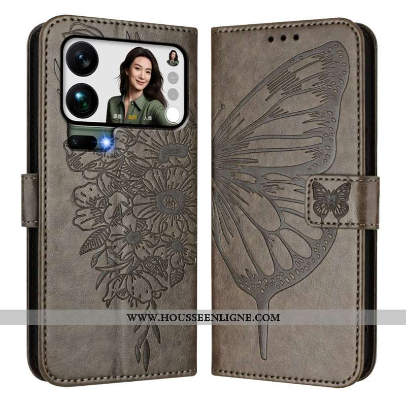 Housse Xiaomi 17 Pro Max Design Papillon à Lanière