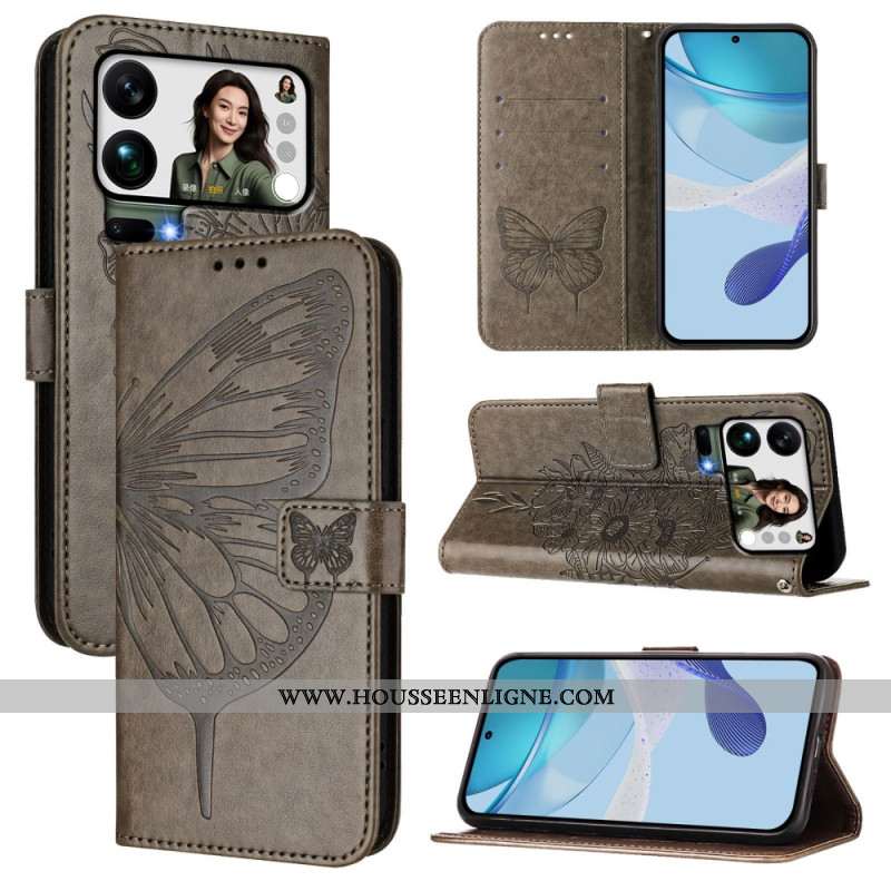 Housse Xiaomi 17 Pro Max Design Papillon à Lanière