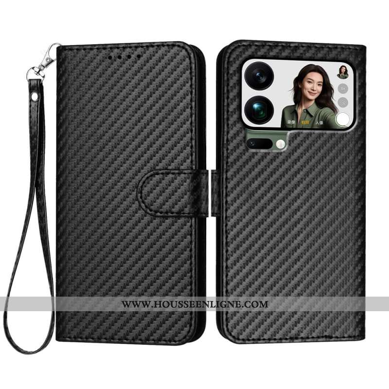 Housse Xiaomi 17 Pro Max Fibre Carbone à Lanière