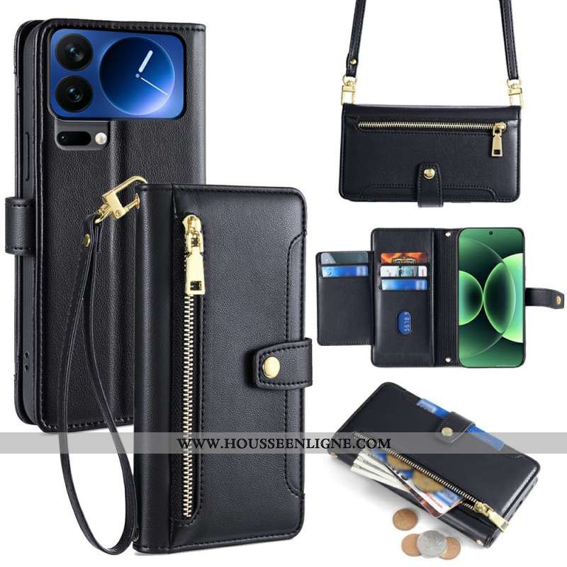 Housse Xiaomi 17 Pro Max Pochette Zippée et 2 Bandoulières