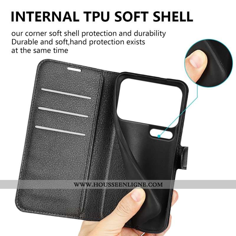 Housse Xiaomi 17 Pro Max Simili Cuir Litchi