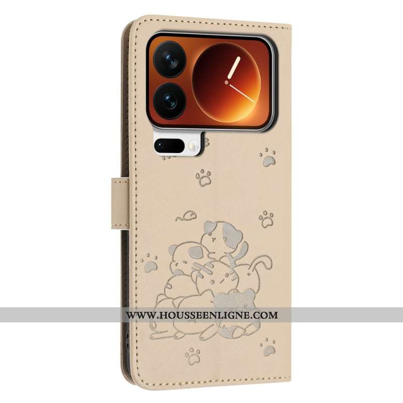 Housse Xiaomi 17 Pro Motif Chats et Lanière