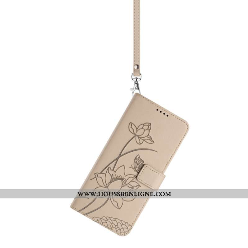 Housse Xiaomi 17 Pro Motif Lotus à Lanière