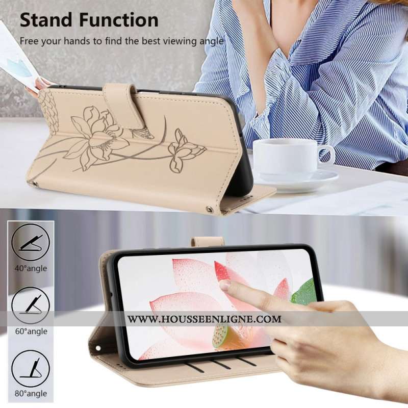 Housse Xiaomi 17 Pro Motif Lotus à Lanière