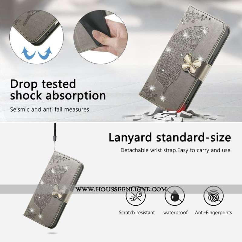 Housse Xiaomi 17 Pro Papillon 3D et Strass