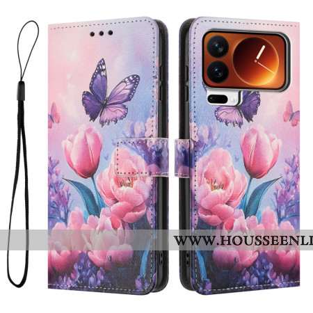 Housse Xiaomi 17 Pro Papillons et Fleurs Roses