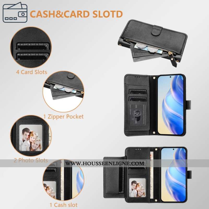 Housse Xiaomi 17 Pro Poche Zippée et Multiples Porte-Cartes