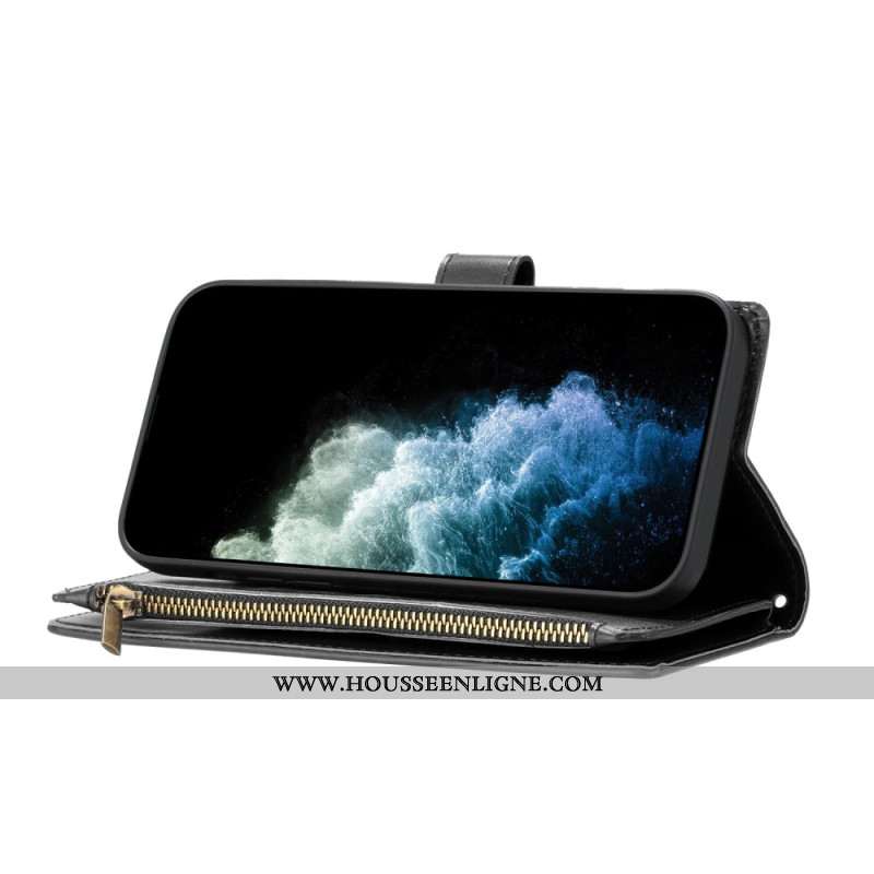 Housse Xiaomi 17 Pro Portefeuille avec Fermeture Éclair et Lanière