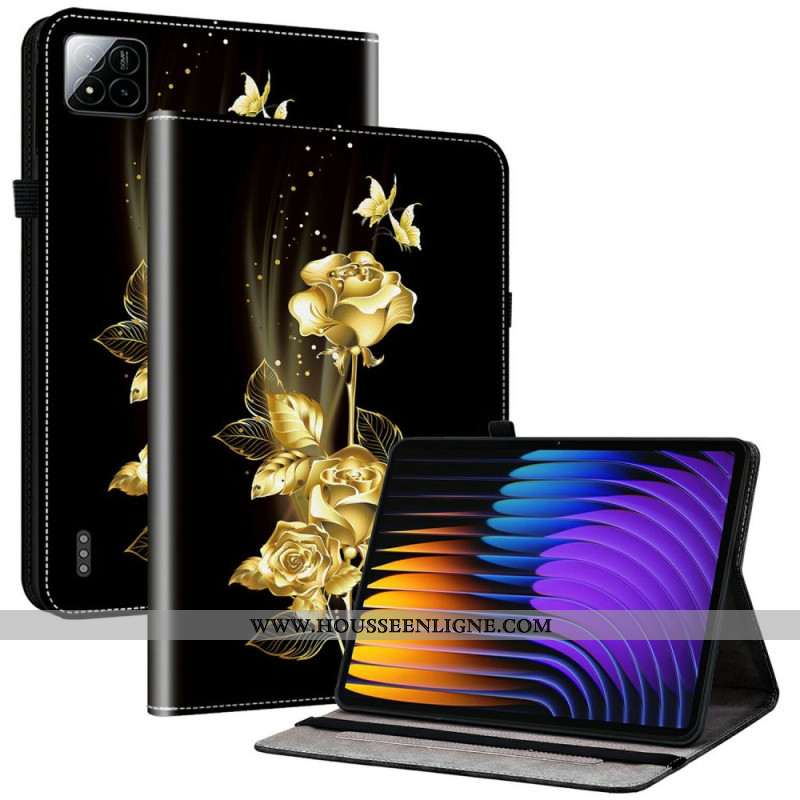 Housse Xiaomi Pad 7 / Pad 7 Pro Roses Dorées et Papillons
