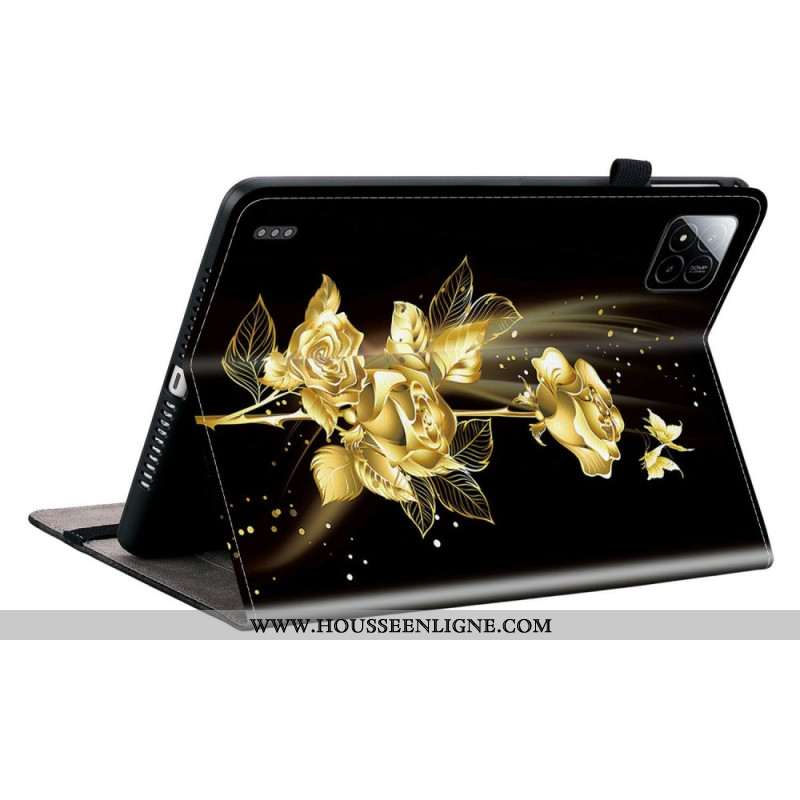 Housse Xiaomi Pad 7 / Pad 7 Pro Roses Dorées et Papillons