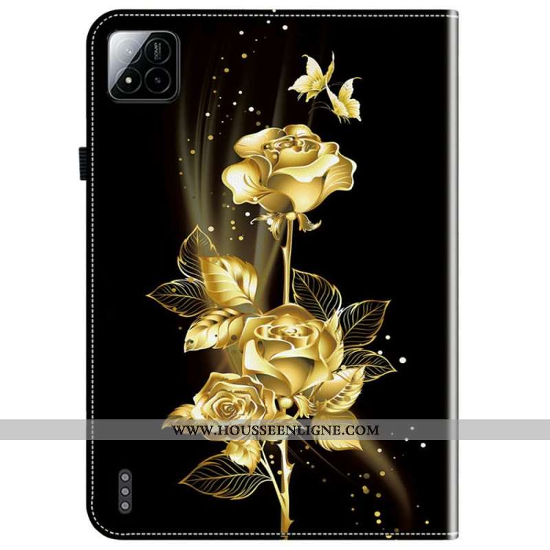 Housse Xiaomi Pad 7 / Pad 7 Pro Roses Dorées et Papillons