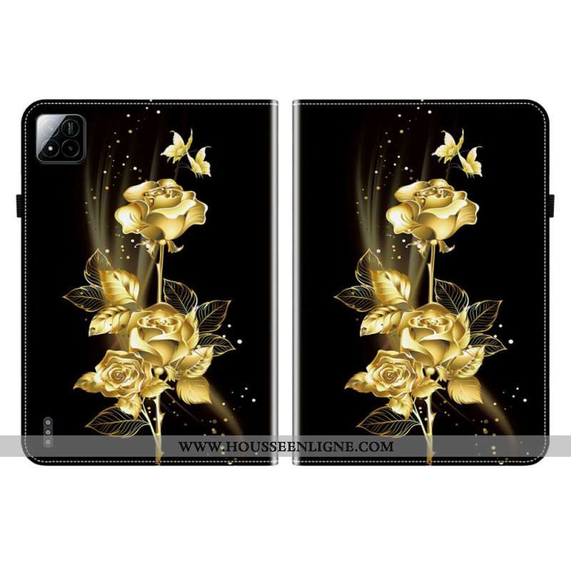 Housse Xiaomi Pad 7 / Pad 7 Pro Roses Dorées et Papillons