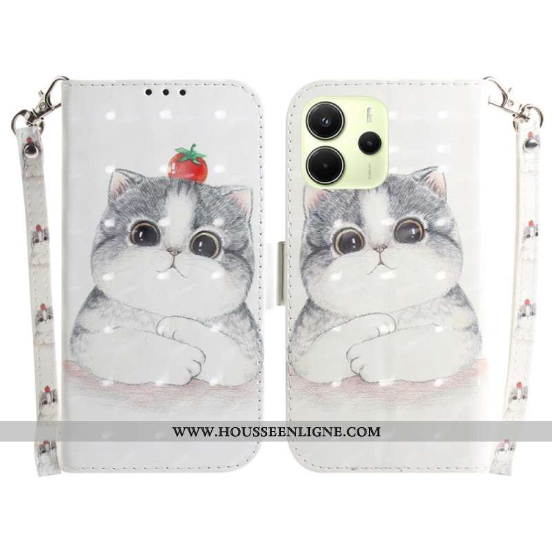 Housse Xiaomi Redmi Note 14 4G Chat et Fraise à Lanière