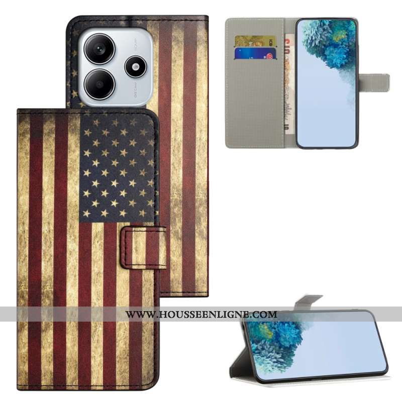 Housse Xiaomi Redmi Note 14 4G Drapeau Américain Vintage