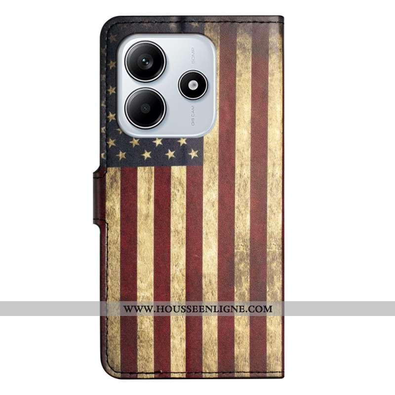 Housse Xiaomi Redmi Note 14 4G Drapeau Américain Vintage