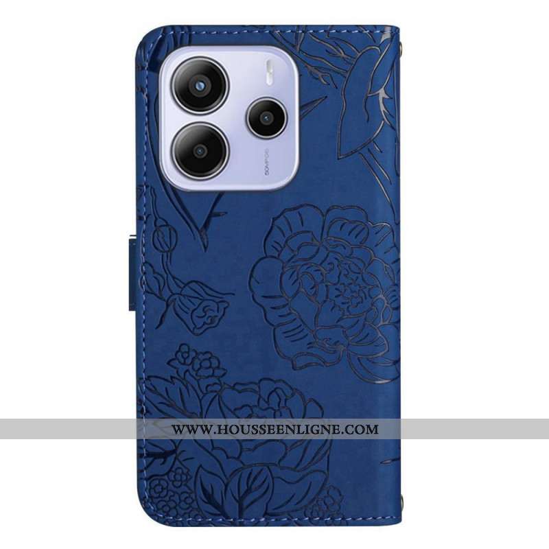 Housse Xiaomi Redmi Note 14 4G Empreinte Papillon à Lanière