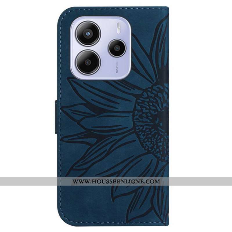 Housse Xiaomi Redmi Note 14 4G Empreinte Tournesol à Lanière