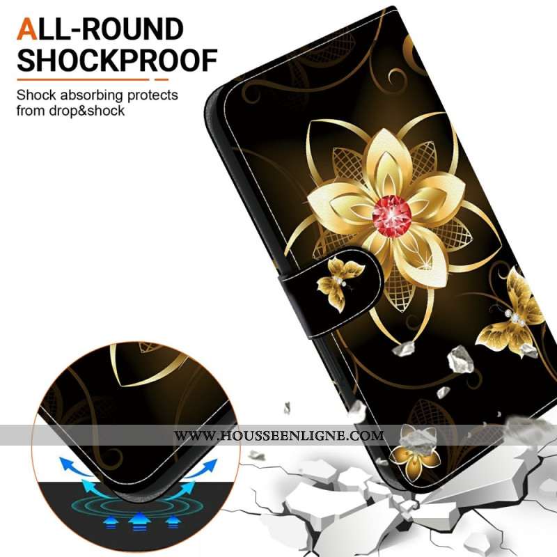 Housse Xiaomi Redmi Note 14 4G Fleur Doré