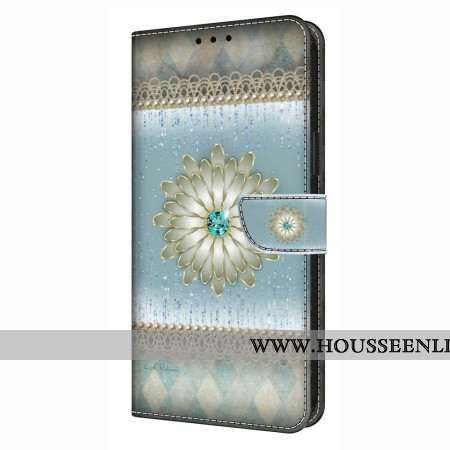 Housse Xiaomi Redmi Note 14 4G Fleur et Diamant Bleu
