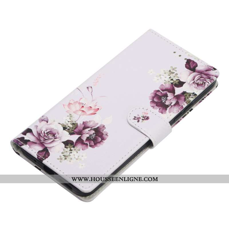 Housse Xiaomi Redmi Note 14 4G Fleurs Violettes