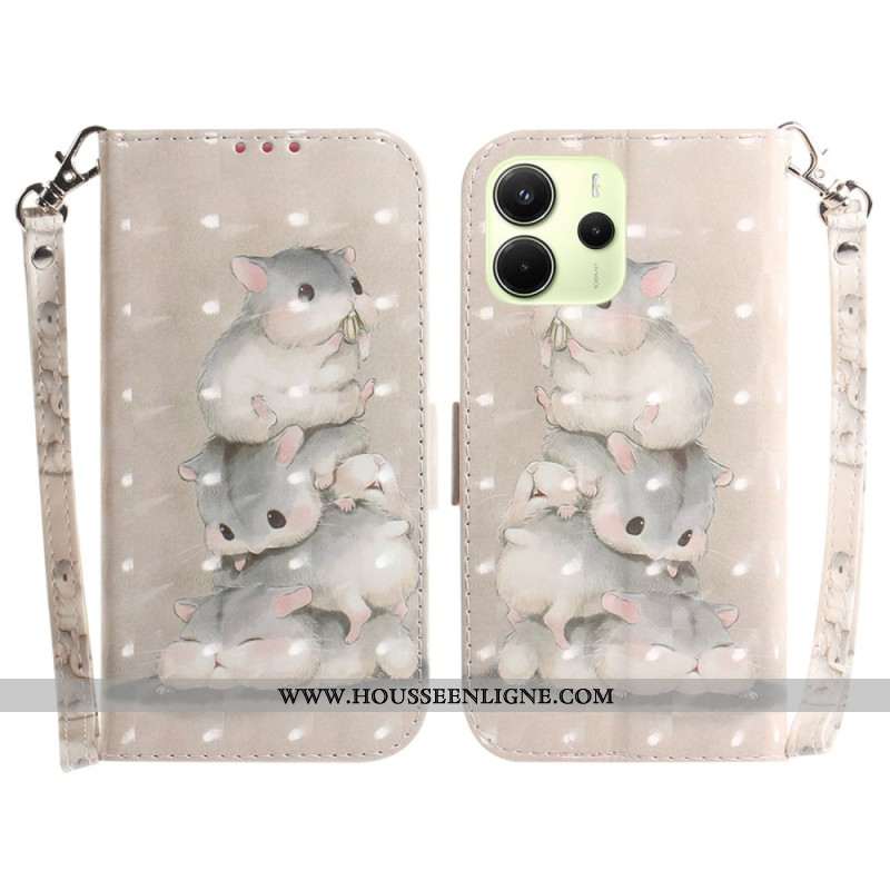 Housse Xiaomi Redmi Note 14 4G Hamsters à Lanière