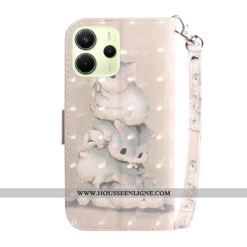 Housse Xiaomi Redmi Note 14 4G Hamsters à Lanière