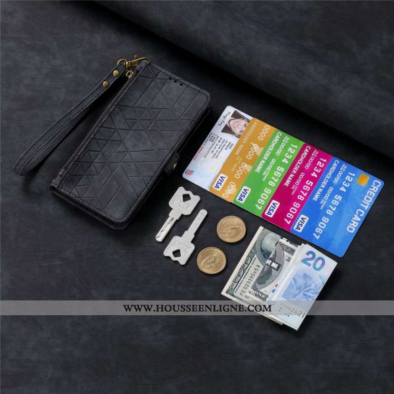 Housse Xiaomi Redmi Note 14 4G Lignes Géométriques à Lanière