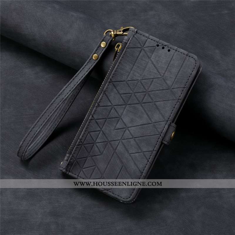 Housse Xiaomi Redmi Note 14 4G Lignes Géométriques à Lanière